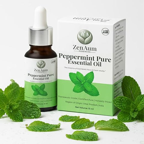 100% Natural Peppermint Therapeutic Grade Essential Oil | 15ml | Headache & Sinus Relief, Mental Clarity & Aromatherapy | Sourced from India | GMP, ISO & IFRA Certified