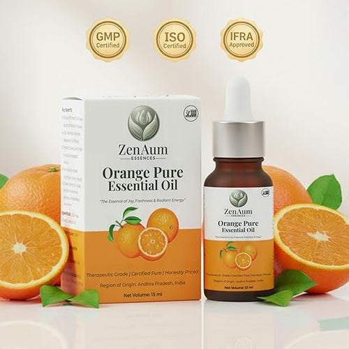 100% Natural Orange Therapeutic Grade Essential Oil | 15ml | Mood Uplifting, Skin Brightening & Aromatherapy Sourced from Andhra Pradesh | GMP, ISO & IFRA Certified