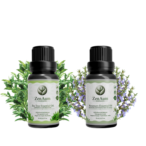 Oil Shield & Shine Ritual Set | Protect scalp & Purify your skin | Rosemary Essential Oil & Tea Tree Essential