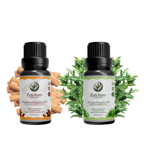Glow & Guard Ritual Set | Soothe skin | Seal natural glow | Sandalwood Essential Oil & Tea Tree Essential Oil