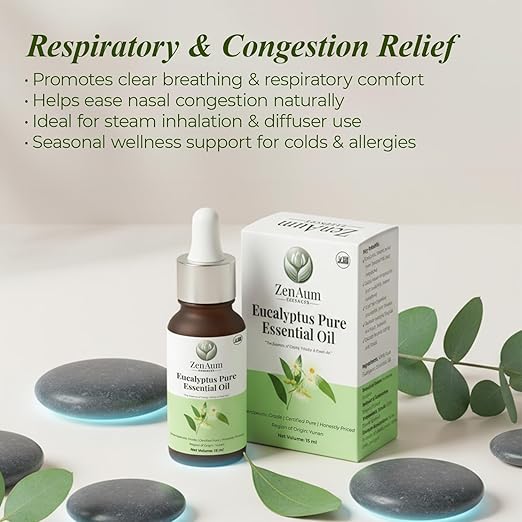 100% Natural Eucalyptus Therapeutic Grade Essential Oil | 15ml | Respiratory Relief, Muscle Soothing & Aromatherapy | Sourced from Yunan| GMP, ISO & IFRA Certified