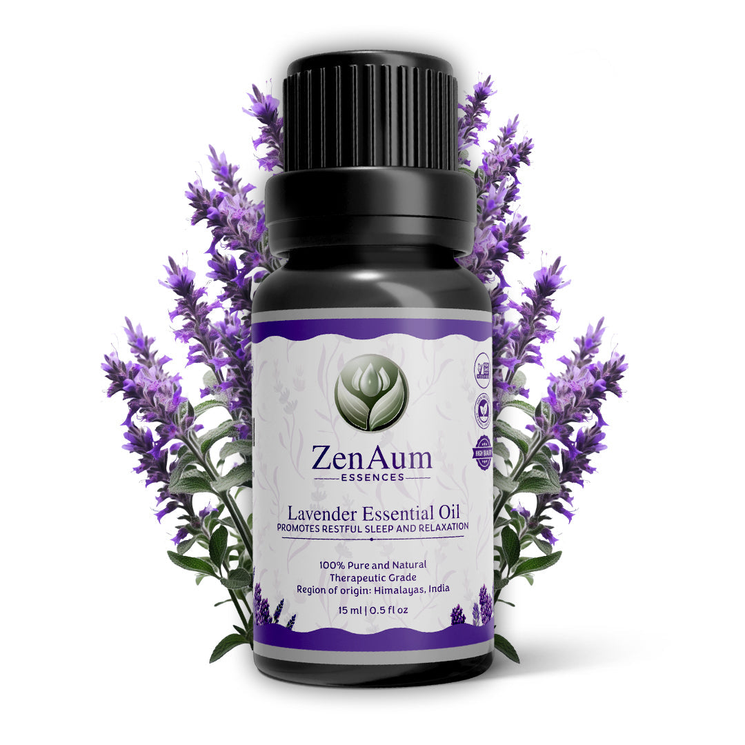 ZenAum Essences Pure Lavender Essential Oil | 100% Natural & Therapeutic Grade | Relaxation, Skin Care, Crown Chakra Balance, and Aromatherapy | 15ml
